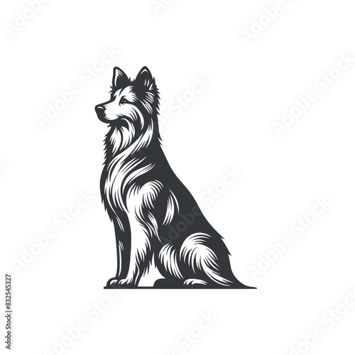 Vector Cute Dog  and Puppy set collection  silhouette design template illustration