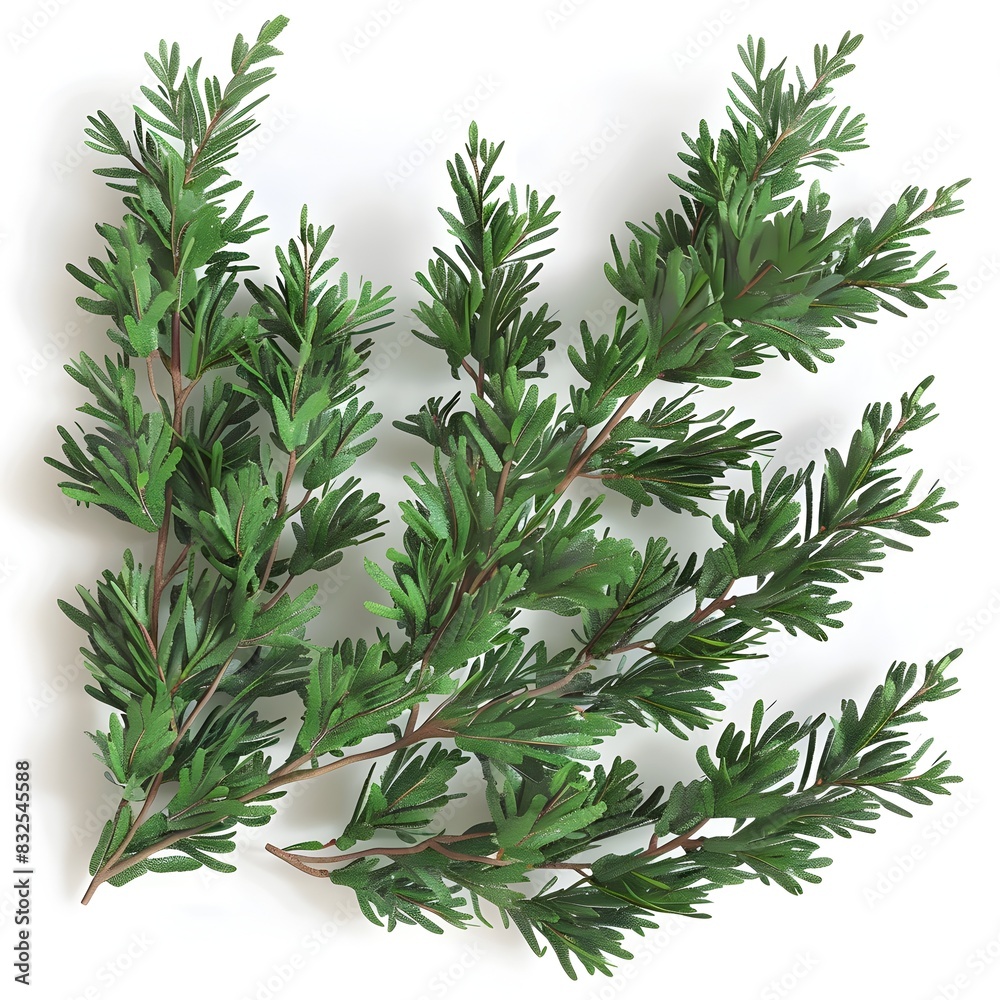 of Vibrant Juniper Leaves on White Background of Vibrant Juniper Leaves on White Background
