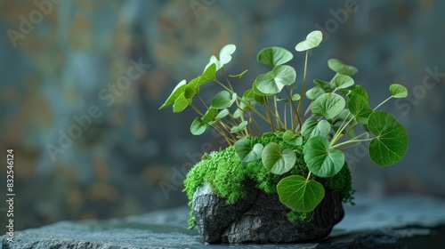 Artificial plant made of resin clay featuring wood sorrel photo
