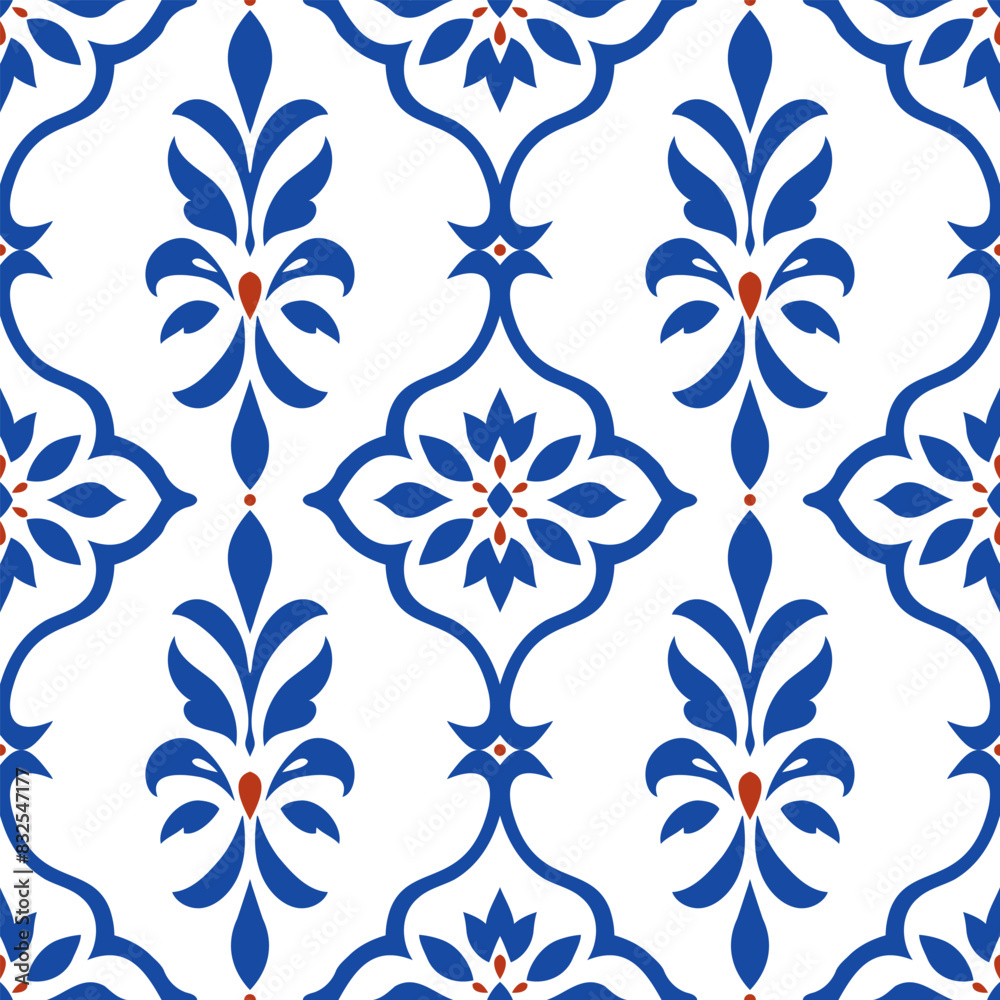 Red and blue luxury vector seamless pattern. Ornament, Traditional, Ethnic, Arabic, Turkish, Indian motifs. Great for fabric and textile, wallpaper, packaging design or any desired idea. Red and blue luxury vector seamless pattern. Ornament, Traditional, Ethnic, Arabic, Turkish, Indian motifs. Great for fabric and textile, wallpaper, packaging design or any desired idea.
