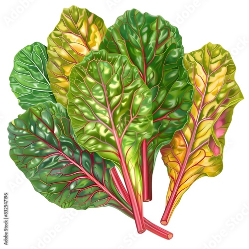 Vibrant of Chard Leaves with Green Red and Yellow Veins photo