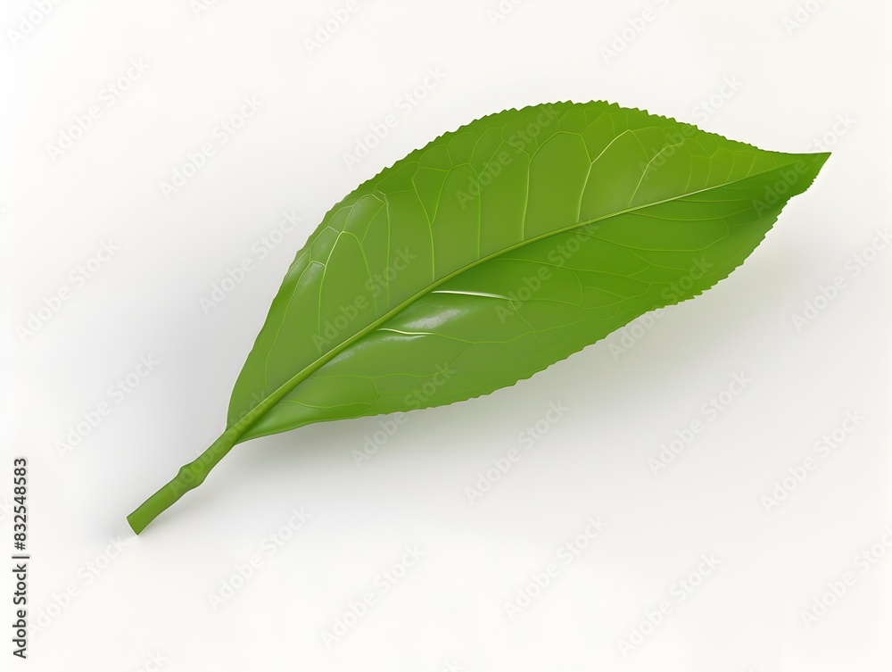 Fototapeta premium D Rendered Single Tea Leaf on White Background