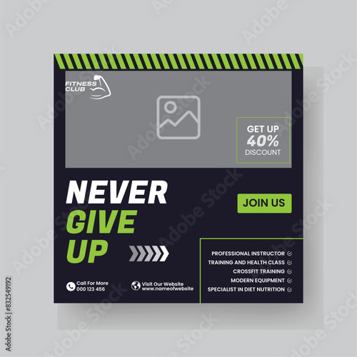 Gym and Fitness Social Media Post Template Design.