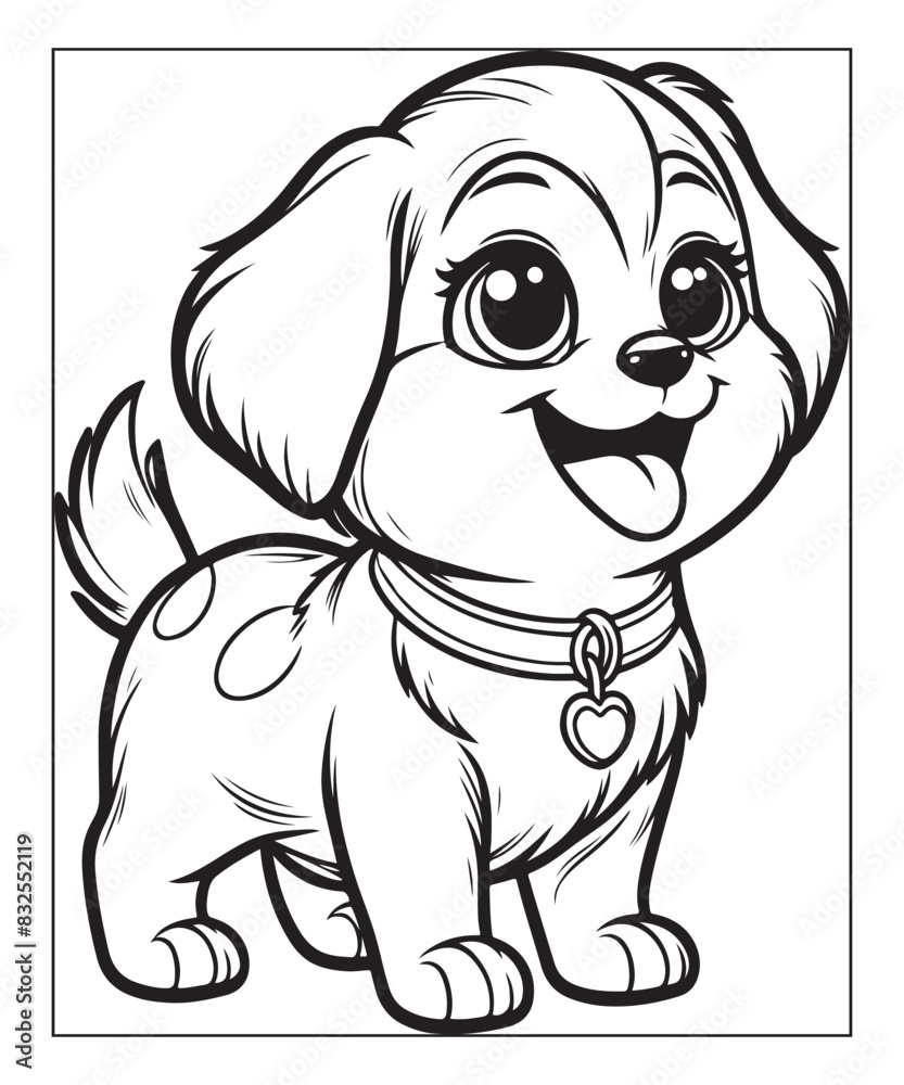 Cute cartoon puppy dog Black and white vector illustration for coloring page Ai generative Cute cartoon puppy dog Black and white vector illustration for coloring page Ai generative