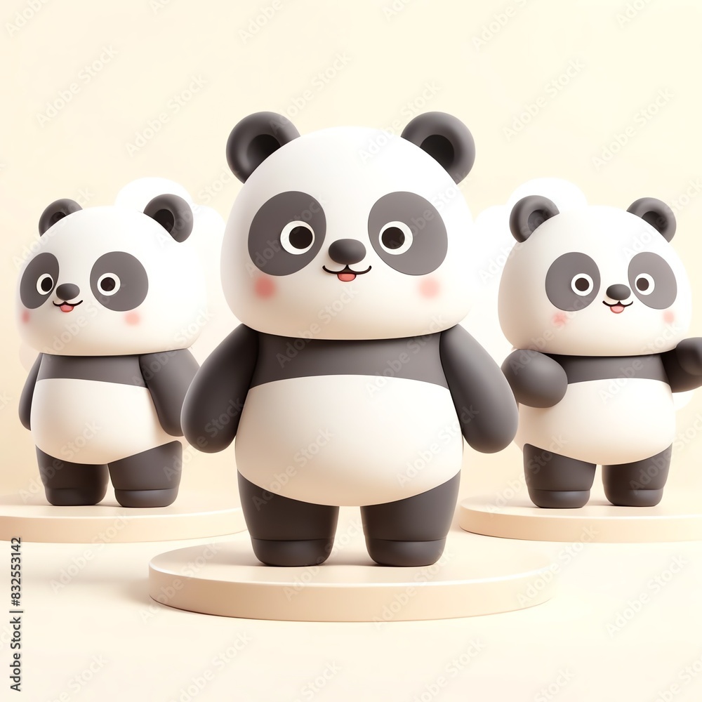 A cute 3D image of Giant Pandas A cute 3D image of Giant Pandas