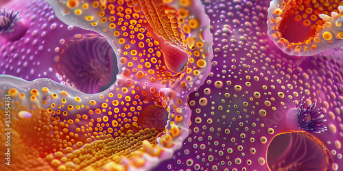Orchid Ovary Development: Microscopic exploration of orchid ovary tissues, depicting ovule maturation and seed formation