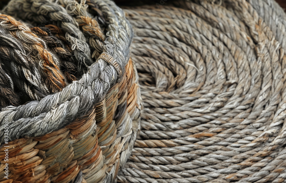 brown and orange coiled rope