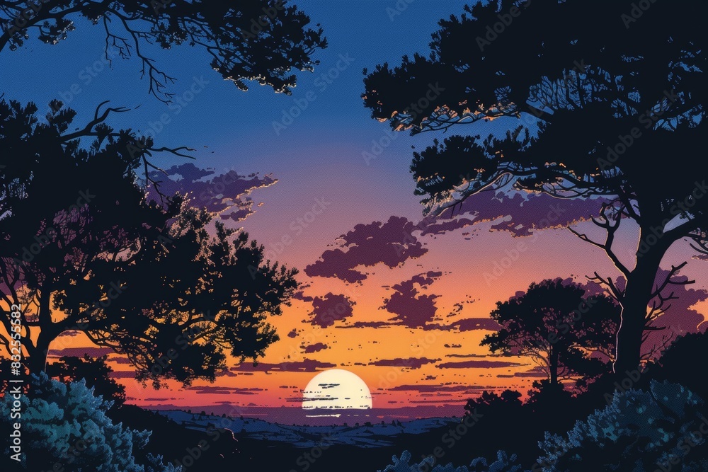The sun's gentle goodbye, a peaceful moment The sun's gentle goodbye, a peaceful moment