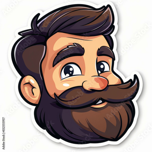 Cool style: illustration of a man with a trendy beard and mustache for decor.