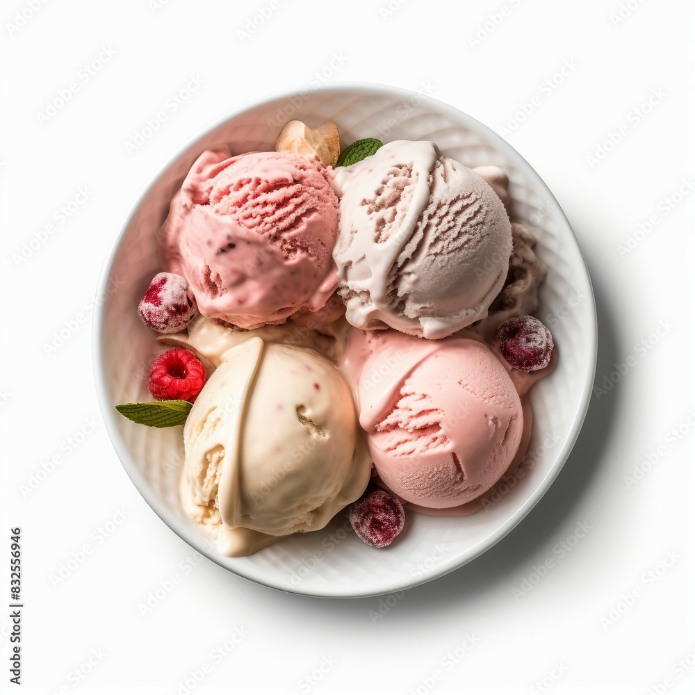 bowl of ice cream scoops isolated on white background bowl of ice cream scoops isolated on white background