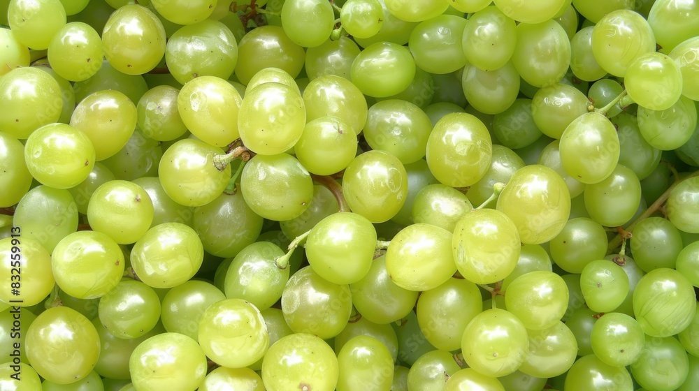 Close-up of fresh green grapes with a glossy finish
Close-up of fresh green grapes with a glossy finish