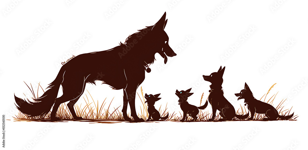 Papa Dog and his son Illustration for Fathers Day, dog png background, wallpaper Papa Dog and his son Illustration for Fathers Day, dog png background, wallpaper