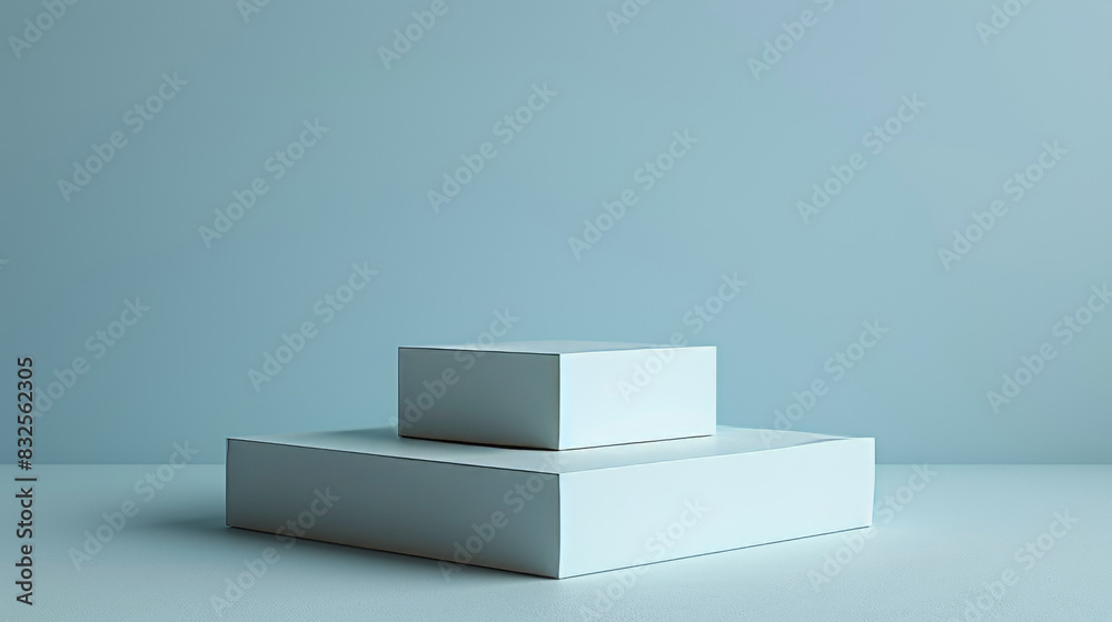A white box is stacked on top of another white box A white box is stacked on top of another white box