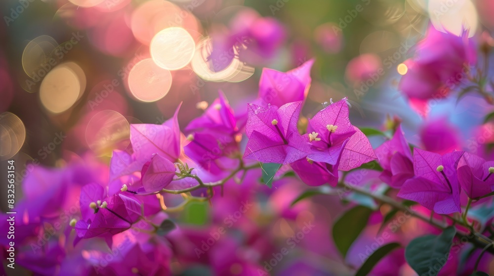 Purple Bougainvillea glabra flowers in outdoor close up
