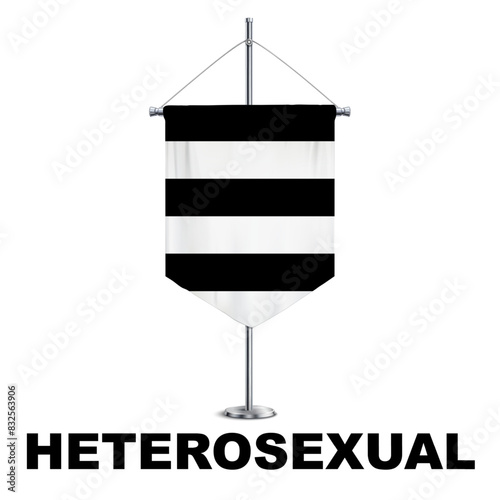 Heterosexual Pride Medieval Vertical Flag Vector - Symbol of Gender Diversity with its unique grayscale palette and vibrant green accent. Perfect for inclusivity campaigns and awareness events.