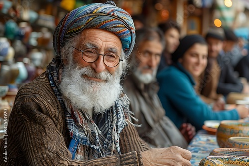 old Iranian man sharing his business insights with a diverse audience