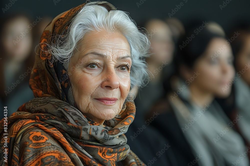 old Iranian woman sharing her business insights at a prestigious conference old Iranian woman sharing her business insights at a prestigious conference