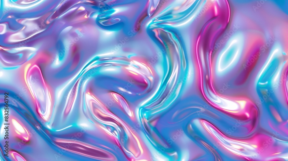 A pattern with holographic liquid of pink, blue and purple colors. A pattern with holographic liquid of pink, blue and purple colors.
