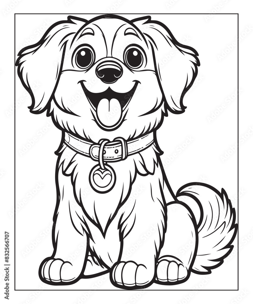 Cute cartoon puppy dog Black and white vector illustration for coloring page Ai generative Cute cartoon puppy dog Black and white vector illustration for coloring page Ai generative