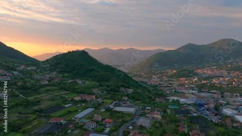 Panoramic view of Salerno, Italy, The Amalfitana is an Italian coastal road in the province of Salerno , Beautiful view, Particolare di Salerno all'alba, Colorful And Charming Historical Architecture photo