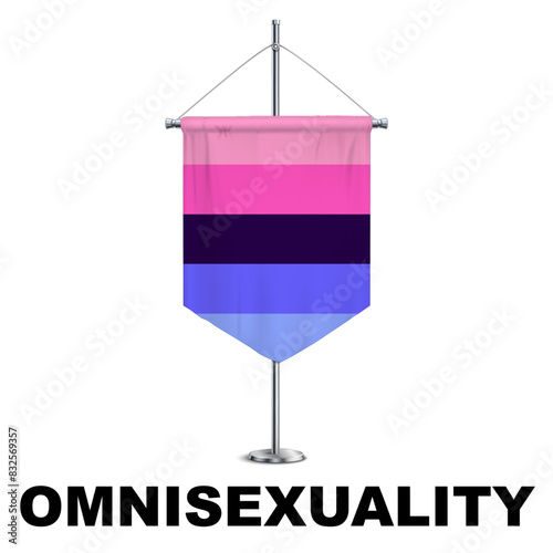 Omnisexuality Pride Medieval Vertical Flag Vector - Symbol of Gender Diversity with its unique grayscale palette and vibrant green accent. Perfect for inclusivity campaigns and awareness events.