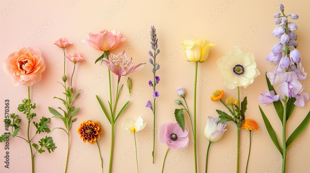 Obraz premium Pastel Harmony of Diverse Flowers