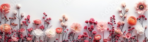 Pastel flowers arranged in a minimalist style