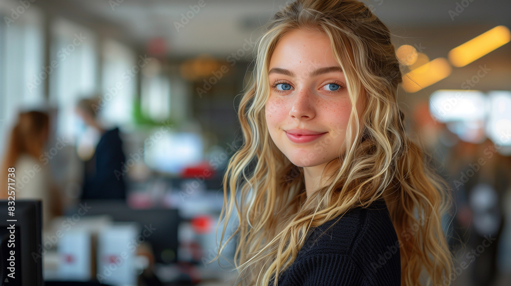 Young Woman at Office Job on an Internship Young Woman at Office Job on an Internship