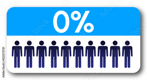 0 percent people icon vector graphic, Man pictogram concept, 0/100. Vector Male Icon and 0% Symbol