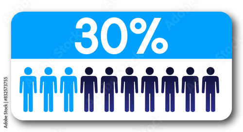 30 percent people icon vector graphic, Man pictogram concept, 20-100. Vector Male Icon and 30% Symbol