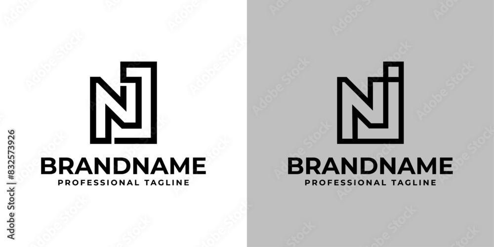 Letters NJ Monogram Logo, suitable for any business with NJ or JN initials Letters NJ Monogram Logo, suitable for any business with NJ or JN initials