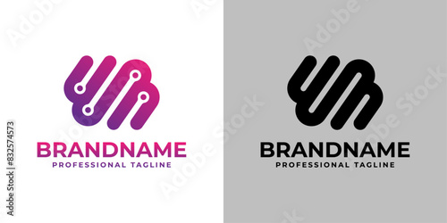 Letters EB, EM, WB, or WM Monogram Technology Logo