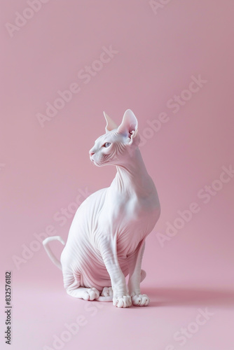 Sphynx cat on a pink background photo