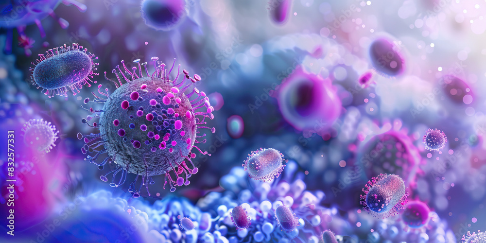 Cobalt Pathogenic Bacteria: High-resolution close-up of cobalt-colored pathogenic bacteria invading host cells, illustrating infectious processes at a microscopic level Cobalt Pathogenic Bacteria: High-resolution close-up of cobalt-colored pathogenic bacteria invading host cells, illustrating infectious processes at a microscopic level