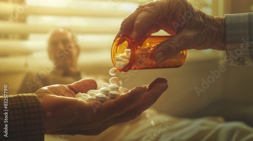 The elderly receiving medication photo