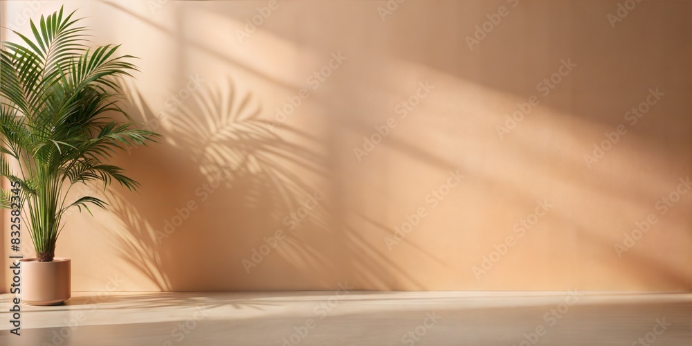 Pale Peach Wall Leaf Shadows: A pale peach wall and floor with gentle leaf shadows, creating a warm and soothing setting for product displays.
Pale Peach Wall Leaf Shadows: A pale peach wall and floor with gentle leaf shadows, creating a warm and soothing setting for product displays.