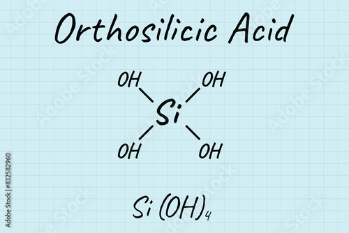 Chemical formula of Orthosilicic acid, back to school doodle photo