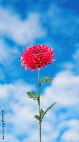 Beautiful chrysanthemum blossoms with blue sky background  highlighting vivid colors.