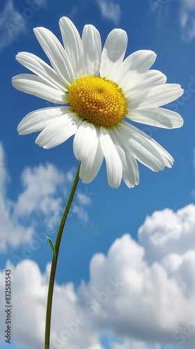 Beautiful daisy blossoms with blue sky background  highlighting vivid colors.