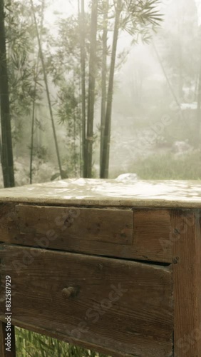 Wallpaper Mural A wooden table sitting in the middle of a forest Torontodigital.ca