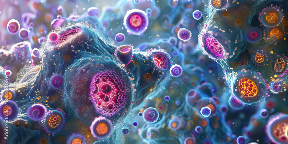 Bacterial Cell Wall Composition: Close-up view of bacterial cell walls and their structural components, influencing virulence and antibiotic susceptibility Bacterial Cell Wall Composition: Close-up view of bacterial cell walls and their structural components, influencing virulence and antibiotic susceptibility