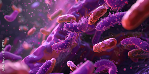 Antibiotic Mode of Action  Detailed view of antibiotics interacting with bacterial cells  illustrating mechanisms of microbial inhibition