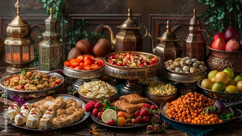 Ramadan and Eid A Still Life of Traditional Festive Feast