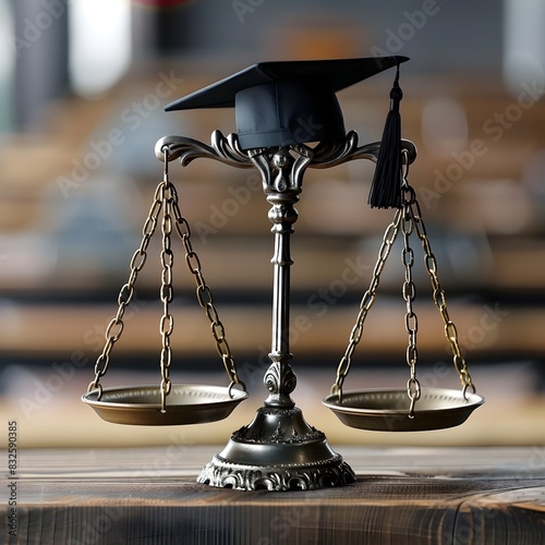 Scales of Justice and Graduation Cap Symbolizing Fairness and Legal Principles