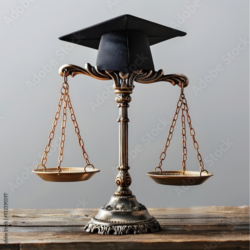 Scales of Justice Crowned with Graduation Cap Symbolizing Fairness and Legal Principles