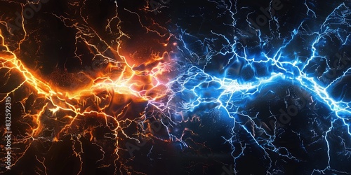 a image of two lightning bolts are shown in a dark background
