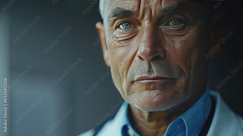 Close-Up of Doctor with Stethoscope: Capture a detailed close-up photo of a doctor wearing a stethoscope, focusing on the professionalism and empathy in their expression. Close-Up of Doctor with Stethoscope: Capture a detailed close-up photo of a doctor wearing a stethoscope, focusing on the professionalism and empathy in their expression.