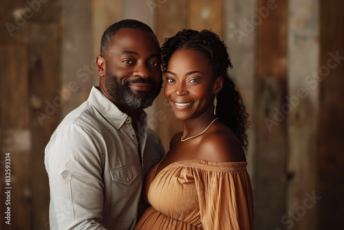 A loving couple shares a tender moment during a maternity photoshoot, showcasing their excitement and anticipation of their new arrival.