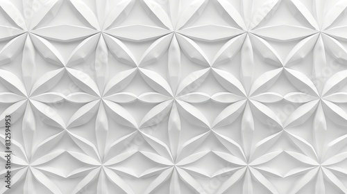 A 3D wallpaper featuring geometric panels made of white material, showcasing the Flower of Life design with a high-quality, realistic seamless texture.