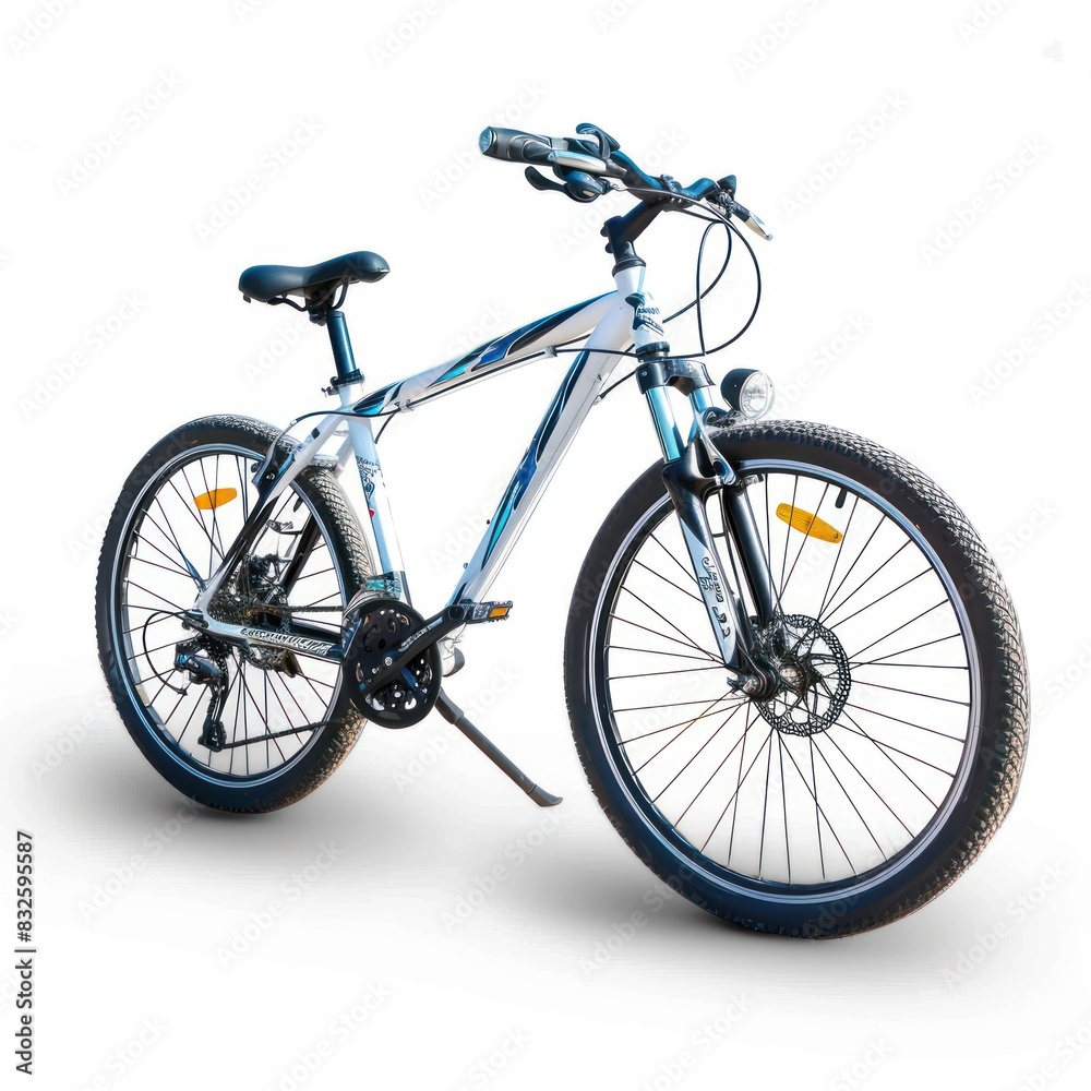 Stylish bicycle in high resolution isolated on a white background, clearly displaying its design and details.
